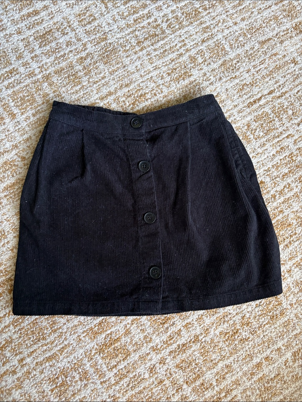 GAP Black Corduroy Button-Front Skirt